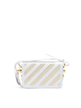 Off-White White/Gold  Metallic Stripe Mini Crossbody Bag